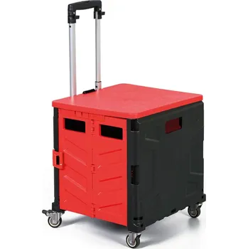 Plošinový vozík Skládací nákupní vozík 50L, nosnost 35 kg, 4 otočná kola