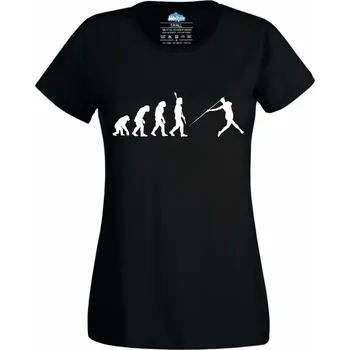Dámské tričko Evoluce hodu oštěpem (Velikost: 4XL, Barva: Černá)