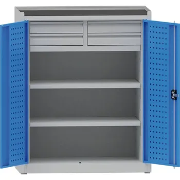 Kovona Dílenská kovová skříň na nářadí KOVONA, 2 police, 4 zásuvky, svařovaná, nosnost 50 kg, 950 x 500 x 1170 mm