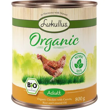 Krmivo pro psa 6x800g Lukullus Organic Adult kuřecí s mrkví (bez lepku)