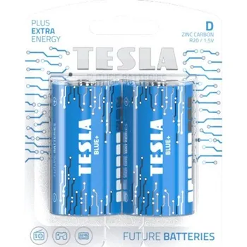 Článková baterie TESLA BLUE+ D (R20) 2ks Baterie, zinko-uhlíková, 1,5V, D, R20, 2ks, blister 15200220