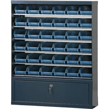 Dílenský regál Artplast Závěsný regál s plastovými boxy BASIC a přihrádkou, 36 boxů