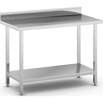 Dílenský stůl Nerezový pracovní stůl s policí a ohrádkou, 1200 x 600 x 850 mm