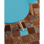 Koberec hnědý modrý kožený 140 x 200 cm pravá hovězí kůže patchwork ručně vyrobený obdélníkový moderní styl Beliani