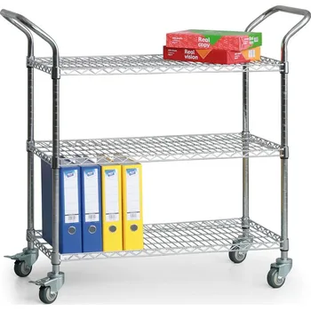 Corping Chromovaný policový vozík s drátěnými policemi