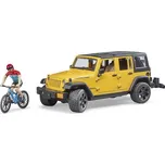 Maják Bruder 02543 Jeep Wrangler Rubicon Unlimited s horským kolem a cyklistou