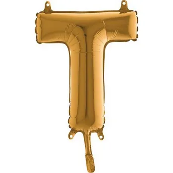 Balónek Fóliový balónek zlaté písmeno "T" - 35cm