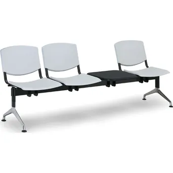 EUROSEAT Plastová lavice do čekáren SMILE, 3-sedák, se stolkem, šedá
