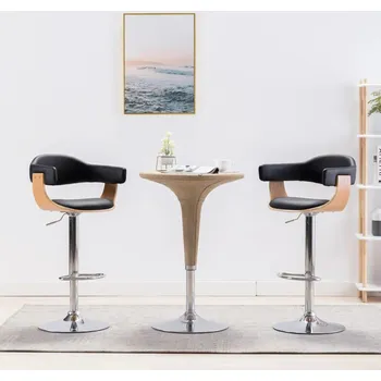 Barová židle Petrashop Barové stoličky 2 ks černé ohýbané dřevo a umělá kůže Černý283117