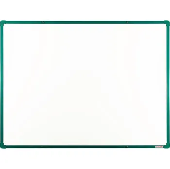Kancelářský nábytek boardOK Bílá magnetická popisovací tabule s keramickým povrchem boardOK, 1200 x 900 mm, zelený rám