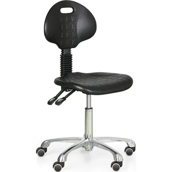 Pojízdná pracovní židle PUR, bez područek, hliníkový kříž, měkká kolečka