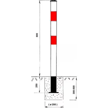 parkovací zábrana Parkovací zábrana - sloupek, nesklopný, k zabetonování, bílý