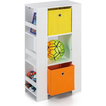 regál Dětský regál s textilními zásuvkami TOWER, bílý