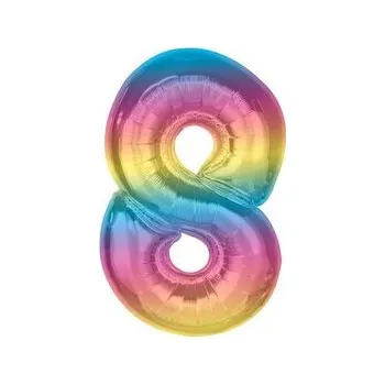 Balónek Balon foliowy cyfra 8 tęczowa Smart 92cm