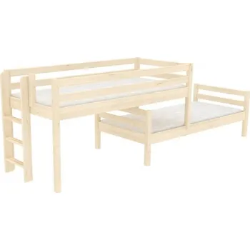 Ložnice Domestav - DOMINO Zvýšené jednolůžko posuvné dělené čelo levé zábrana D buk cink, olejovaný