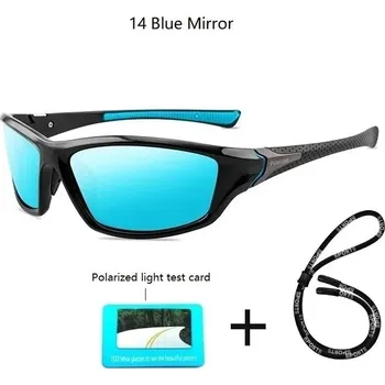 Sportovní polarizační sluneční brýle s řetízkem UV400 - 14 Modré zrcadlo