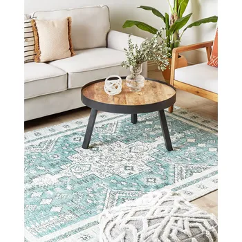 Koberec Koberec zelený bavlna polyester 160 x 230 cm orientální vzor vintage bytové doplňky Beliani