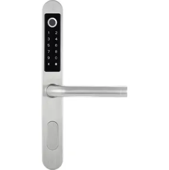 Dveřní kování Elektronické kování SMART TTLock F72 stříbrná povrchová úprava, pro levé i pravé dveře, s krytkou vložky, rozteč 72mm