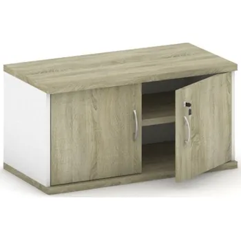 Kancelářská sestava Nástavba 2-dveřová MIRELLI, 800 x 400 x 400 mm, bílá/dub sonoma