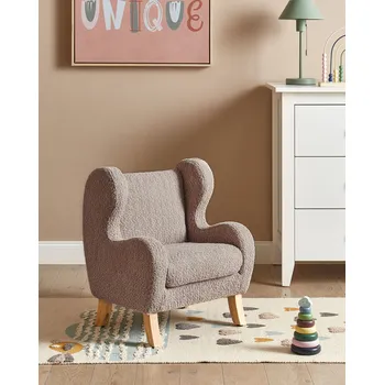 Křeslo Dětské křeslo taupe buklé čalounění područky nábytek do dětského pokoje křeslo pro děti moderní design Beliani