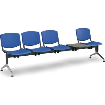 EUROSEAT Plastová lavice do čekáren SMILE, 4-sedák, se stolkem, modrá