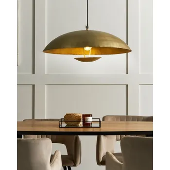 Svítidlo Závěsná lampa mosazná železné stínidlo moderní design ručně vyrobené bytové doplňky dekorace Beliani
