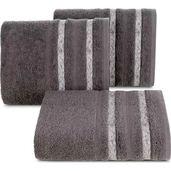 Osuška šedá, bordura bílé melanžové pruhy 70x140cm