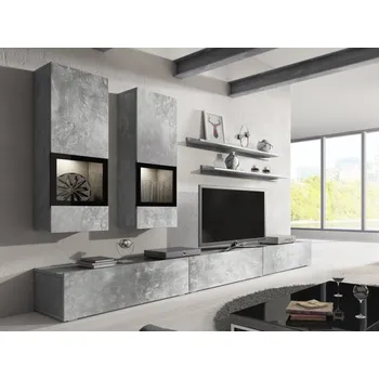 Obývací stěna BRODIE obývací stěna, beton světlý + vyzvednutí ZDARMA