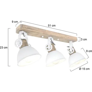 Lampička Steinhauer Stropní bodovka Gearwood, 3 zdroje bílá - baldachýn - šířka 9 cm, výška 3 cm bílá, přírodní 3 x 40 W - Doprava zdarma