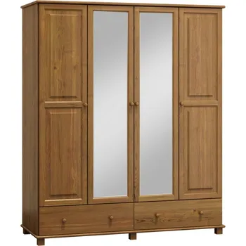 Šatní skříň Skříň 4D BHAGIRA 3, šíře 180 cm, masiv borovice, moření: dub + vyzvednutí ZDARMA