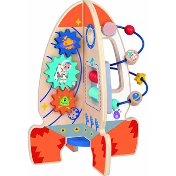 Hračka pro nejmenší Mamido Multifunkční dřevěná raketa - objev vesmír