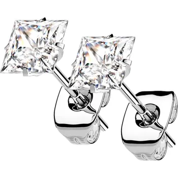 Náušnice Atreya Titanové náušnice s čirým čtvercovým zirkonem Barva: Čirá, Velikost koncovky: 3 mm