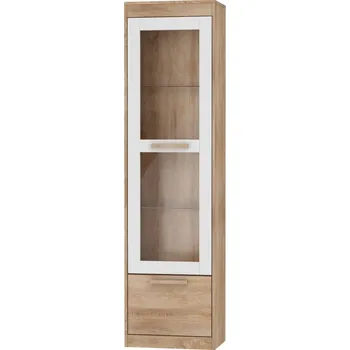 police Vitrína GATTON 1D vysoká, dub sonoma/bílý lesk, 5 let záruka + vyzvednutí ZDARMA