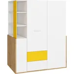 Skříň LEPON 155, dub artisan/bílá/žlutá, 5 let záruka +možnost VÝNOSU + vyzvednutí ZDARMA