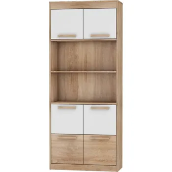 police Regál GATTON s dvířky, dub sonoma/bílý lesk, 5 let záruka + vyzvednutí ZDARMA