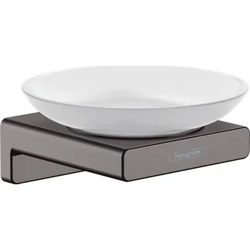 Držák na kartáček Hansgrohe AddStoris, miska na mýdlo, kartáčovaný černý chrom, HAN-41746340