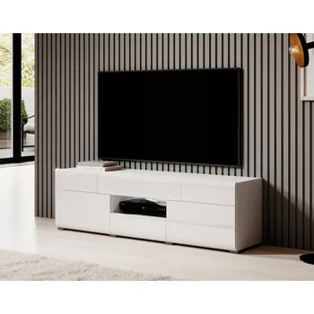 Televizní stolek HAMAL TV stolek, bílá/bílý lesk + vyzvednutí ZDARMA