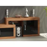 Nízký regál GOUDINI, švestka wallis/černý lesk, 5 let záruka + vyzvednutí ZDARMA