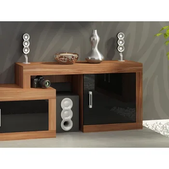 police Nízký regál GOUDINI, švestka wallis/černý lesk, 5 let záruka + vyzvednutí ZDARMA