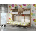 Sklápěcí postel s nástavcem CEDUNA, craft zlatý/craft bílý, 5 let záruka + vyzvednutí ZDARMA