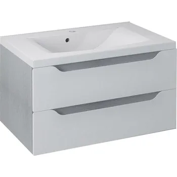 Koupelnový nábytek WAVE umyvadlová skříňka 79,7x45x47,8cm, bílá/dub stříbrný