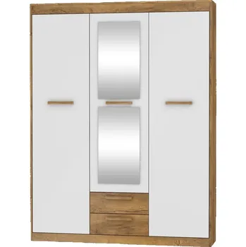 Šatní skříň Skříň GATTON 3D2S, dub burgundský/bílý lesk, 5 let záruka + vyzvednutí ZDARMA