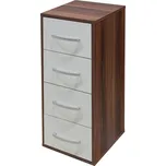 Komoda FLETCHER 4S úzká, ořech/bílá + vyzvednutí ZDARMA