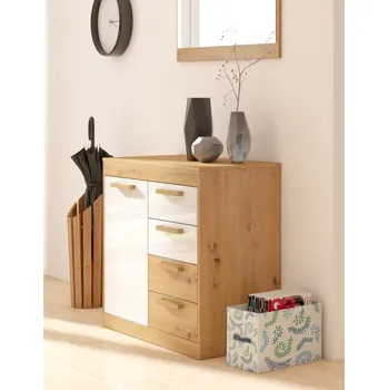 Komoda Komoda GATTON 1D4S, dub artisan/bílý lesk, 5 let záruka + vyzvednutí ZDARMA