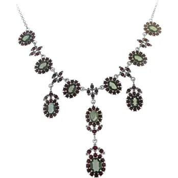 Náhrdelník Granát Turnov Český Granát stříbrný elegantní náhrdelník