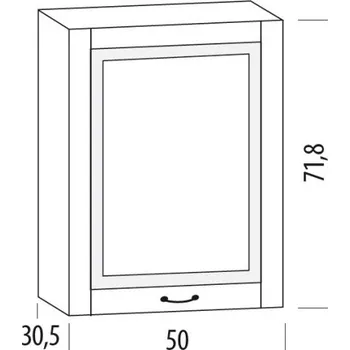 Kuchyňská linka SNOW, horní skříňka 50B, korpus bílý, dvířka šedé MDF + vyzvednutí ZDARMA