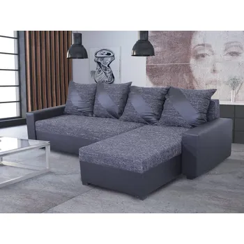 Sedací souprava Rohová sedačka ASTANA, černá látka/černá ekokůže +možnost VÝNOSU + 20x OVĚŘENO zákazníky + vyzvednutí ZDARMA