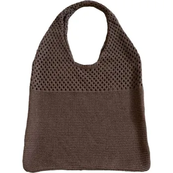 Kabelka Pletená retro kabelka | síťová stylová ramenní taška - Kávová