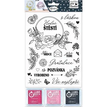 Dětské razítko Razítka Aladine STAMP WITH LOVE (25 ks) - Květiny a gratulace