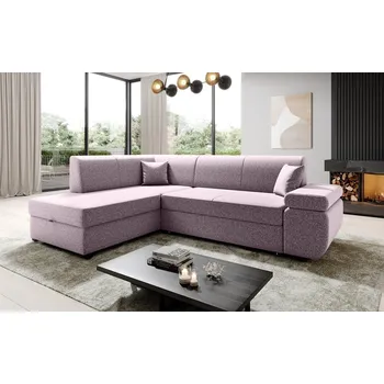 Sedací souprava Rohová rozkládací sedačka ADRIANOPOLI, levá, světle růžová +možnost VÝNOSU + vyzvednutí ZDARMA